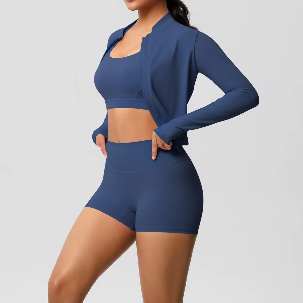 3-Piece Gym Set Breathable High Waist Fitness Suit