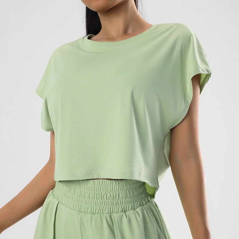 Loose Short Sleeve Crop Top