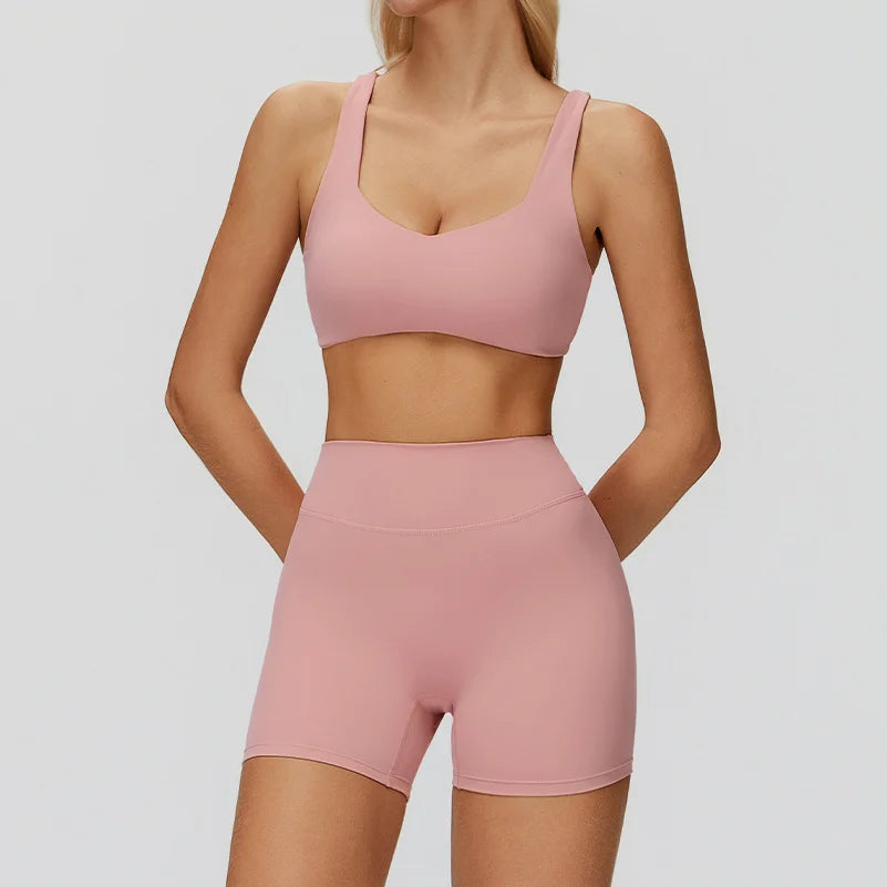 2PCS Yoga Set Women Quick Dry Gym Clothes