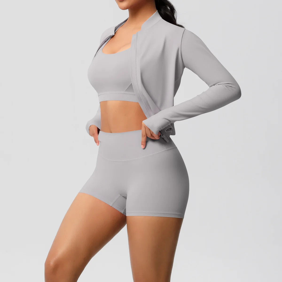 3-Piece Gym Set Breathable High Waist Fitness Suit