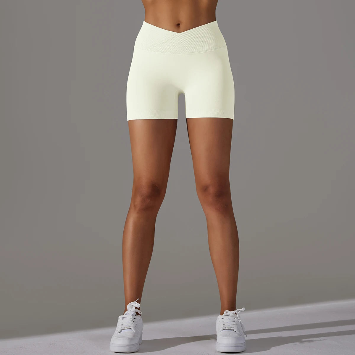 Seamless Sports Shorts Cross High Waist Fitness Leggings